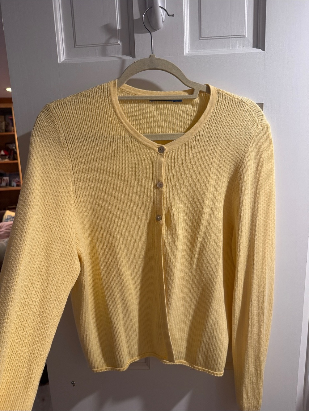 Women’s Lightweight Yellow Button-Front Sweater